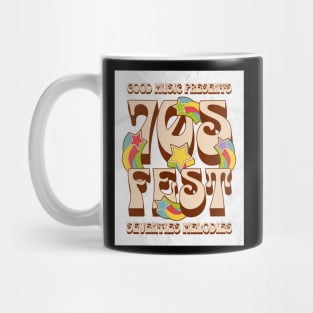 Retro 70s Rainbow Star Music Festival Mug
